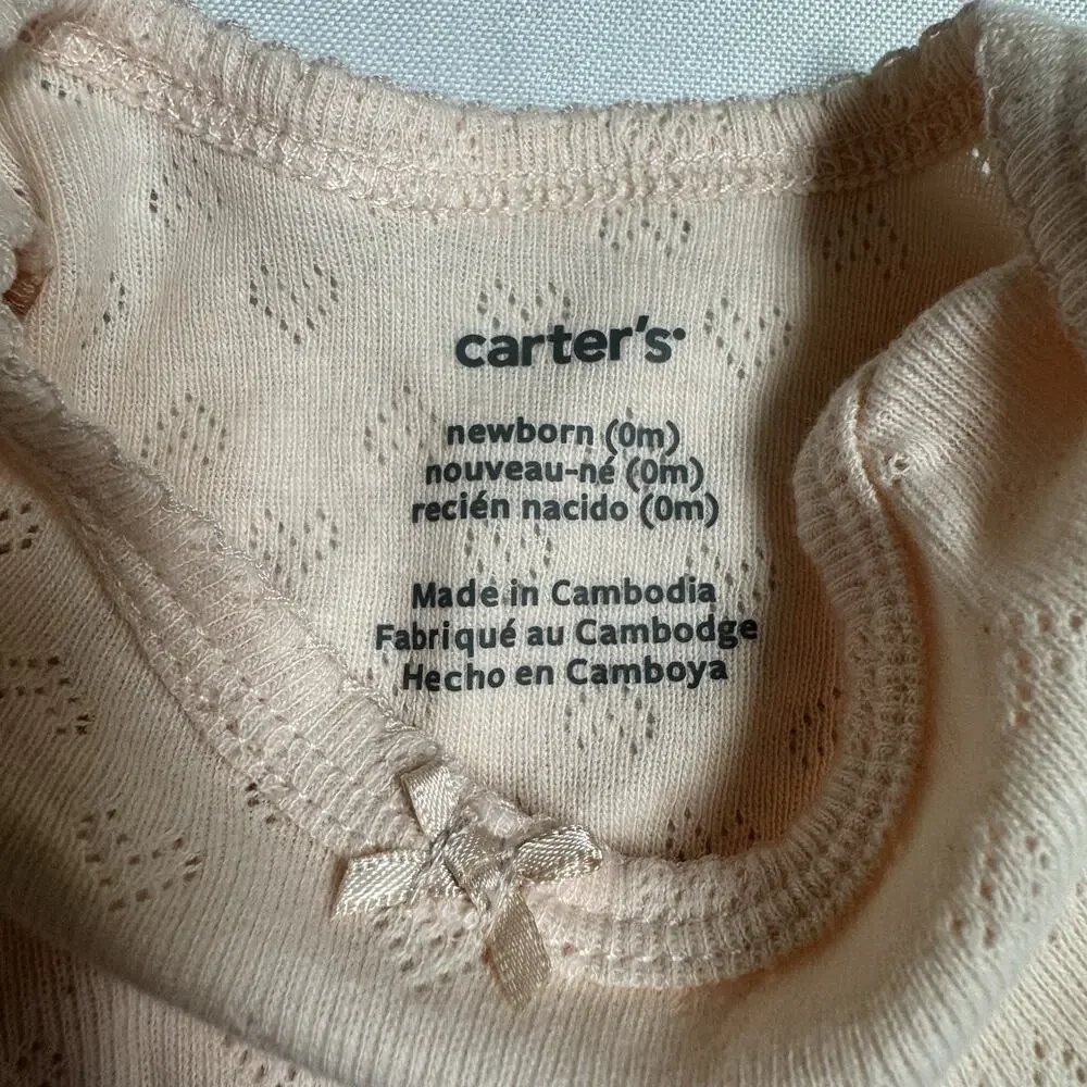 Carter's Long Sleeve Bodysuit Infant Girls Size Newborn Light Pink